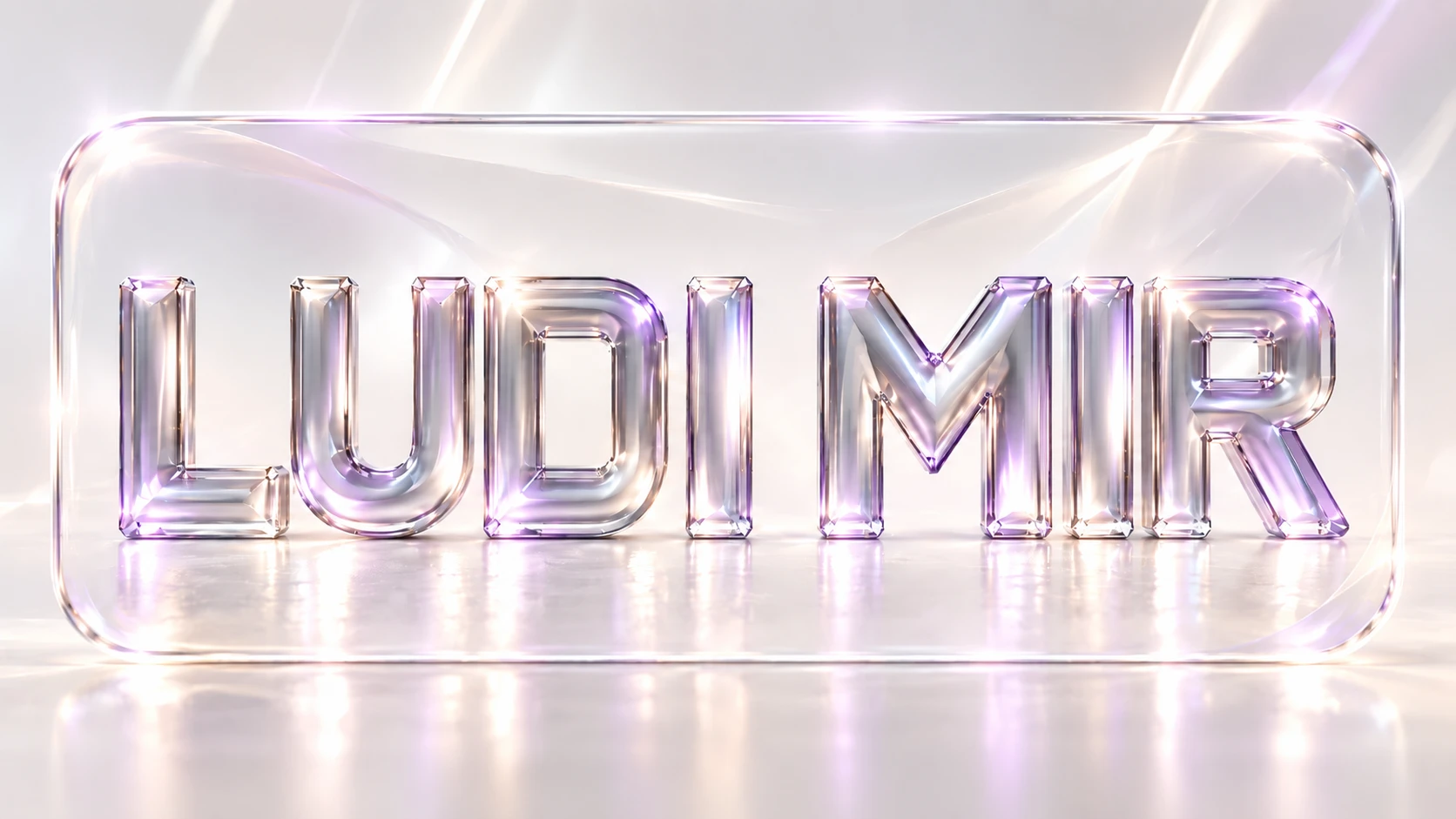 LUDI MIR — хрустальные объёмные буквы в стеклянной рамке
